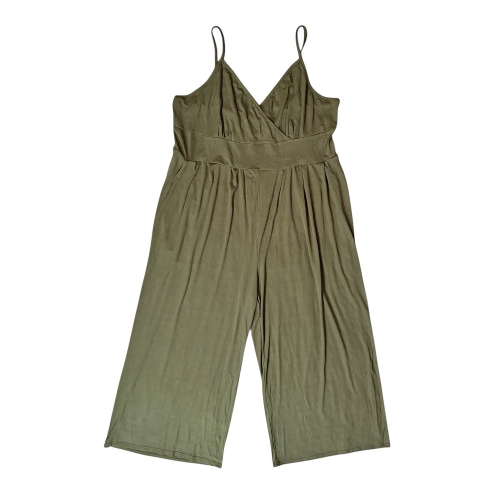 Cider Green Jumpsuit with Spaghetti Straps and Wide-Leg Design